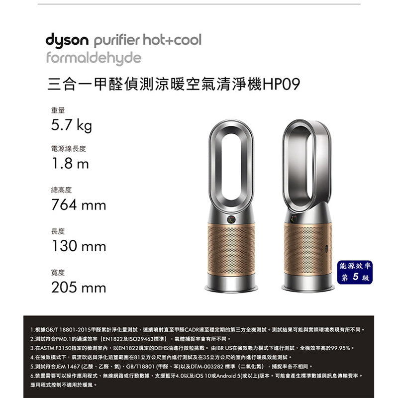Dyson HP09 三合一甲醛偵測涼暖空氣清淨機_鎳金色