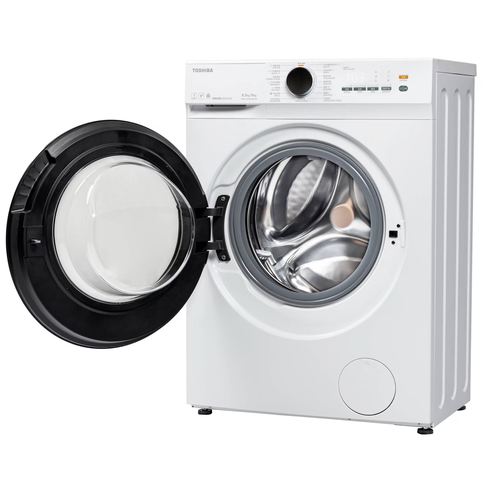 Toshiba 東芝 TWD-T21BU95UWH(WW) 洗衣8.5公斤 + 乾衣6公斤 1400轉 470mm超薄身前置式變頻洗衣乾衣機