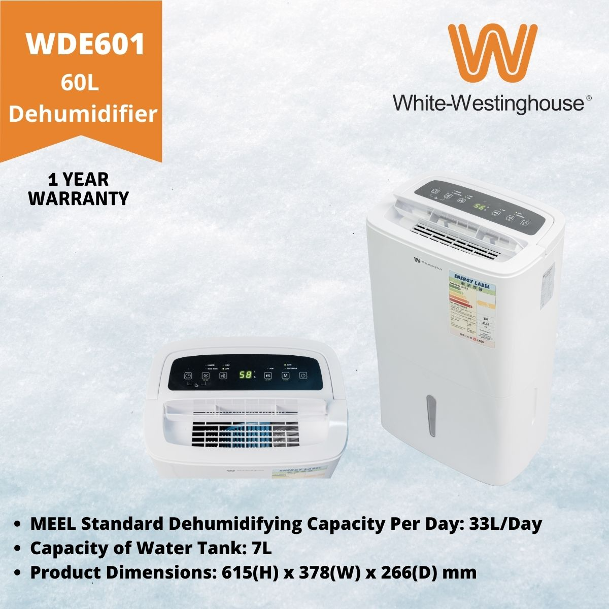 candy White-Westinghouse 抽濕機 33公升 WDE601